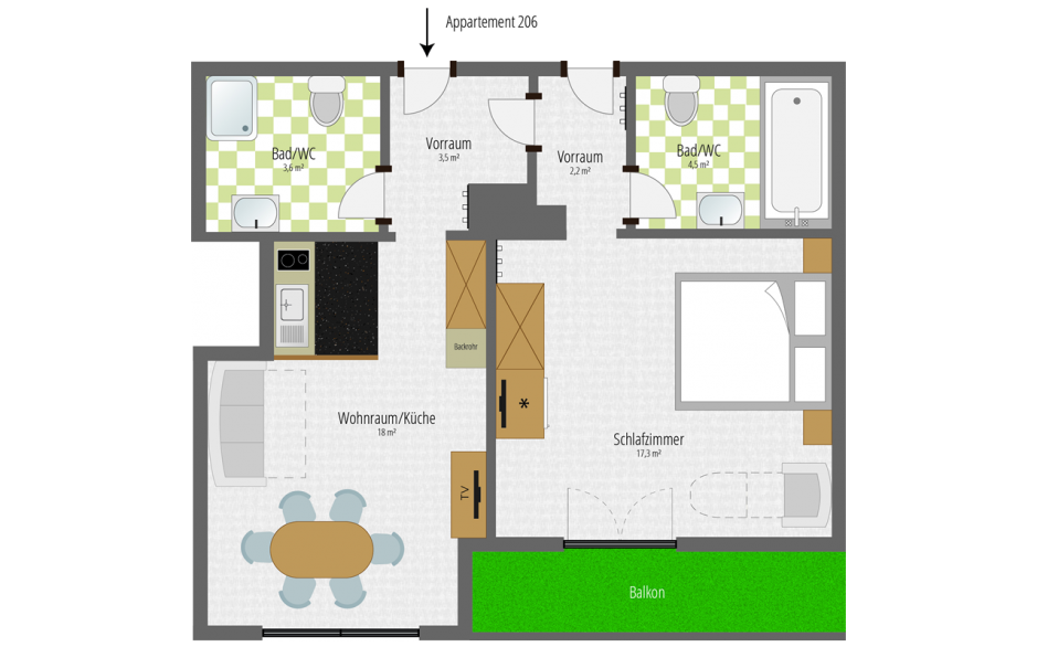 Zimmerskizze Junior Suite Appartment
